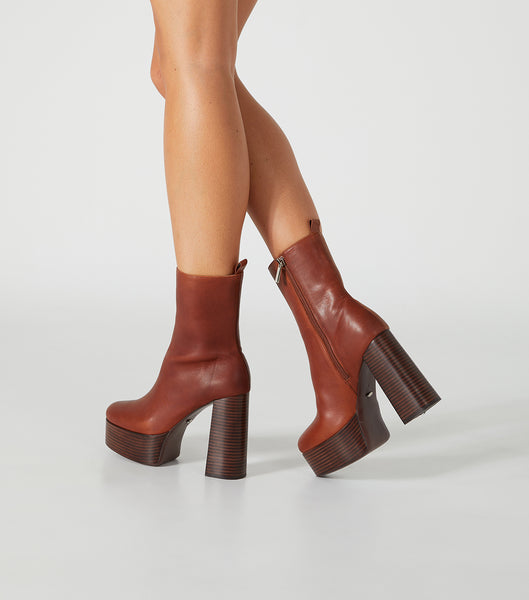 Botas Plataforma Tony Bianco Tyra Cognac 12cm Marrones | COEAH62279