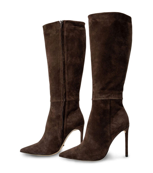 Botas de Tacon Tony Bianco Apollo Espresso Gamuza 10.5cm Chocolate | XCOBH71447