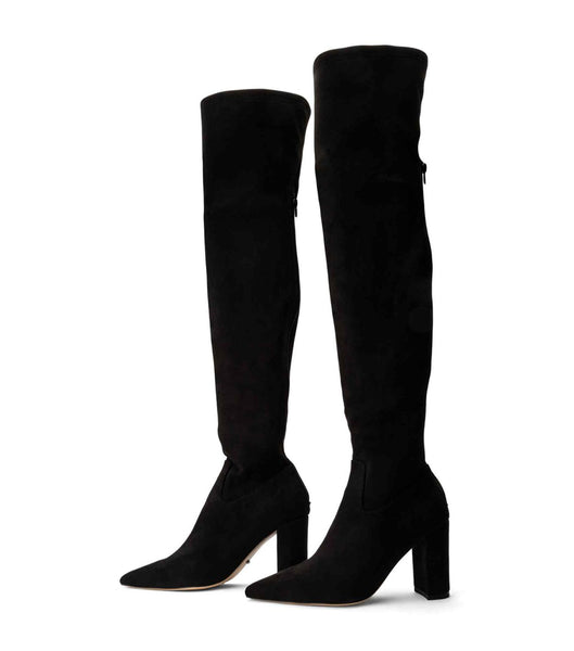 Botas de Tacon Tony Bianco Estella Black Stretch Gamuza 8.5cm Negras | COEAH47606