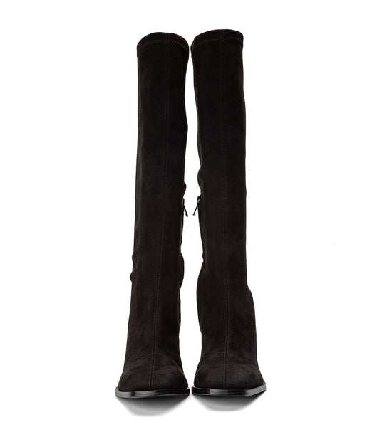 Botas de Tacon Tony Bianco Renae Black Stretch Gamuza 8.5cm Negras | ECOVG90160