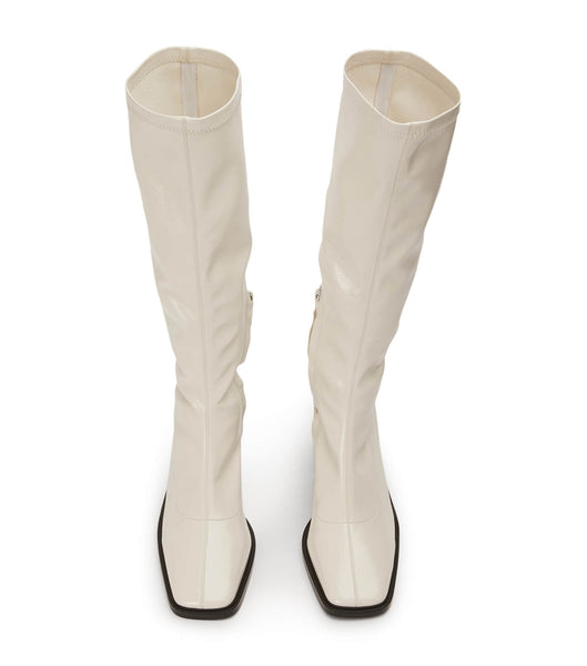 Botas de media pantorrilla Tony Bianco Damon Ecru Crinkle Charol 7.5cm Blancas | COEGJ99428