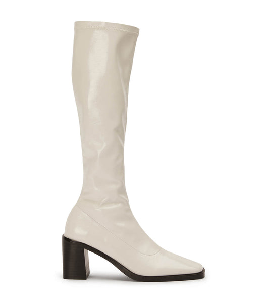 Botas de media pantorrilla Tony Bianco Damon Ecru Crinkle Charol 7.5cm Blancas | COEGJ99428