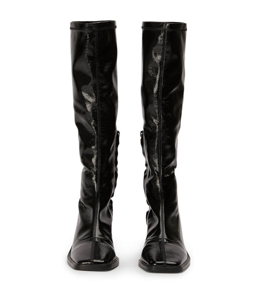 Botas de media pantorrilla Tony Bianco Damon Black Crinkle Charol 7.5cm Negras | COJBT91828