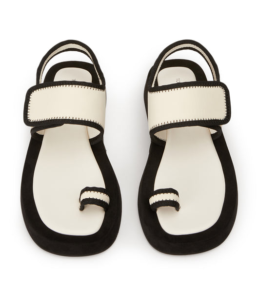 Sandalias Planas Tony Bianco Iso White/Black Neoprene 3.5cm Blancas Negras | COXMI28624