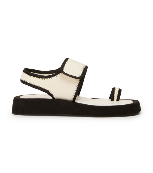 Sandalias Planas Tony Bianco Iso White/Black Neoprene 3.5cm Blancas Negras | COXMI28624