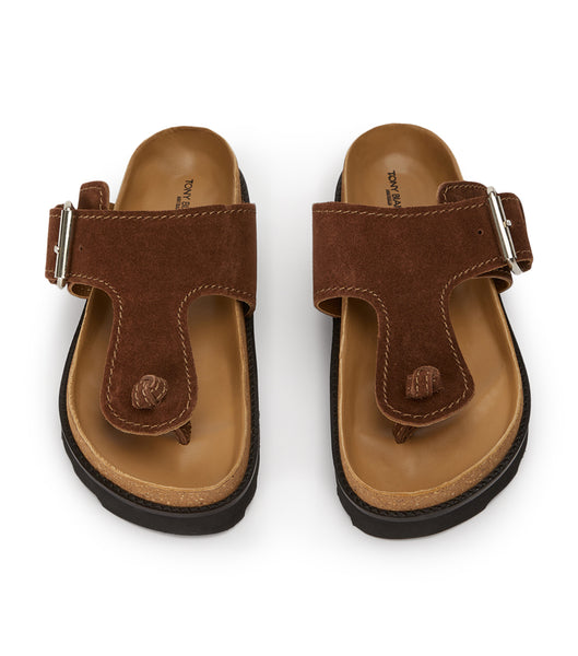 Sandalias Planas Tony Bianco Marlo Choc Gamuza 3cm Marrones | YCOVQ83793