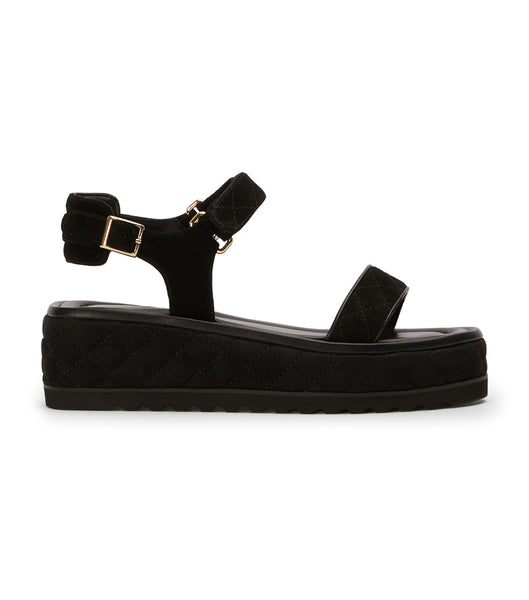 Sandalias Planas Tony Bianco Zahara Black Gamuza 6cm Negras | GCOUC72019