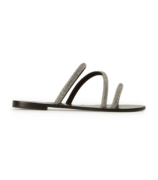 Sandalias de Diapositivas Tony Bianco Fusion Crystal/Black Gamuza 1cm Negras | XCOBH46055