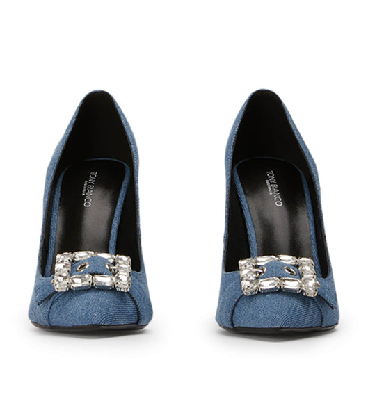 Tacones Brillantes Tony Bianco Abbey Washed Denim 10.5cm Azules | COJVR18699