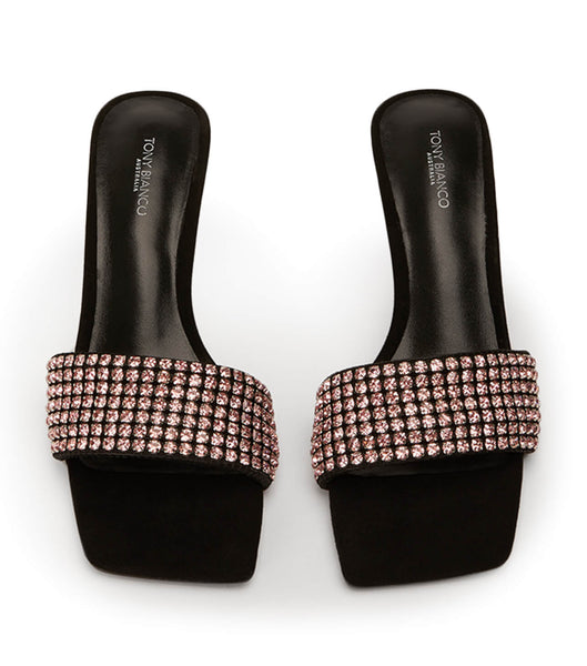 Tacones Brillantes Tony Bianco Amos Pink Crystal/Black Gamuza 6.5cm Rosas Negras | SCOVO32429