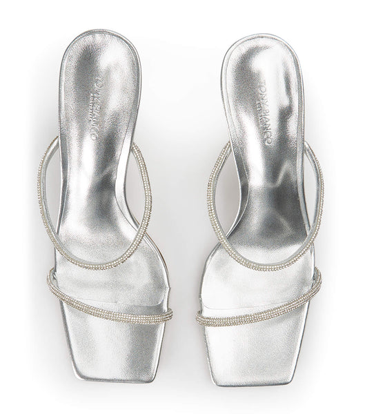 Tacones Brillantes Tony Bianco Chase Silver Nappa Metallic 8.5cm Plateadas Metal | ECOVG13129