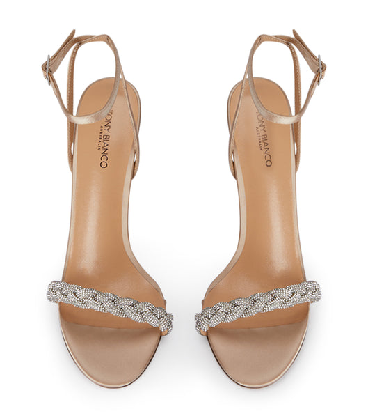 Tacones Brillantes Tony Bianco Kosta Nude Satin 11cm Beige | GCOEC98631