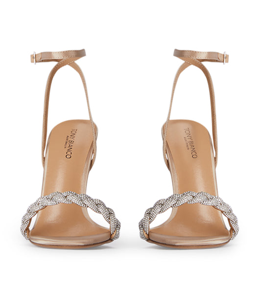 Tacones Brillantes Tony Bianco Kosta Nude Satin 11cm Beige | GCOEC98631