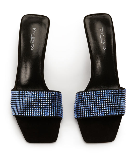 Tacones Brillantes Tony Bianco Naomi Blue Crystal/Black Gamuza 10.5cm Azules Negras | COXMI38603