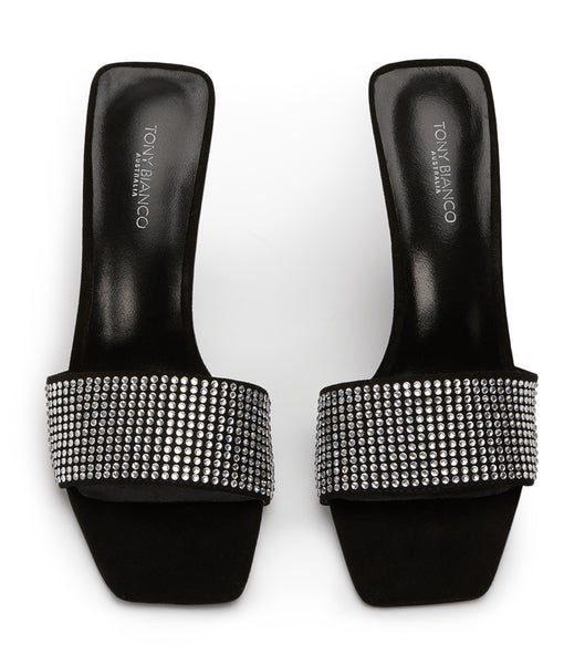 Tacones Brillantes Tony Bianco Naomi Clear Crystal/Black Gamuza 10.5cm Negras | CODFL37804