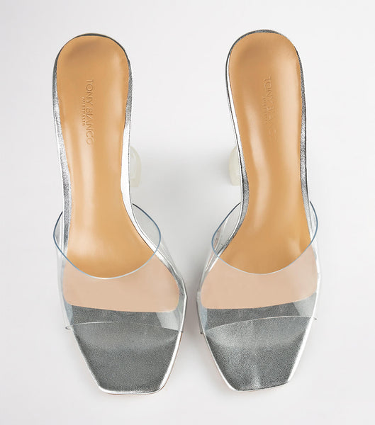 Tacones Brillantes Tony Bianco Serri Clear Vinylite/Silver 10.5cm Plateadas | SCOVO32802