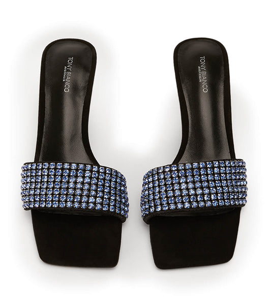 Tacones bajos Tony Bianco Amos Blue Crystal/Black Gamuza 6.5cm Azules Negras | GCOEC40587