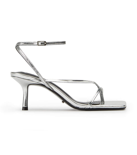 Tacones con tiras Tony Bianco Avi Silver Foil 6.5cm Plateadas | COQCS60346