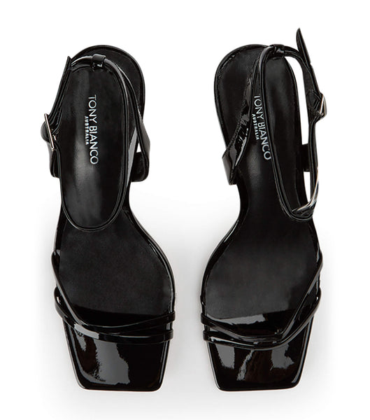 Tacones con tiras Tony Bianco Camelia Black Charol 8.5cm Negras | QCOWA43465