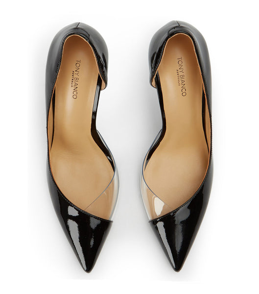 Tacones de aguja Tony Bianco Adore Black Charol/Clear Vinylite 10.5cm Negras | MCOHR90373