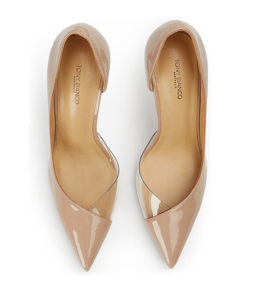 Tacones de aguja Tony Bianco Adore Coco Charol/Clear Vinylite 10.5cm Beige | COJVR57407