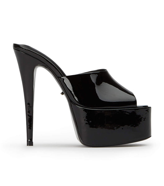 Tacones de aguja Tony Bianco Jordyn Black Charol 15cm Negras | QCOWA75946