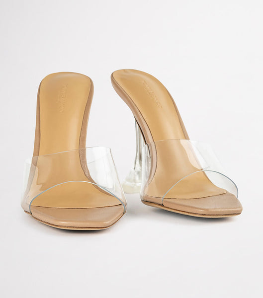 Tacones de aguja Tony Bianco Serri Clear Vinylite/Skin Nappa 10.5cm Arena | XCOBH73943