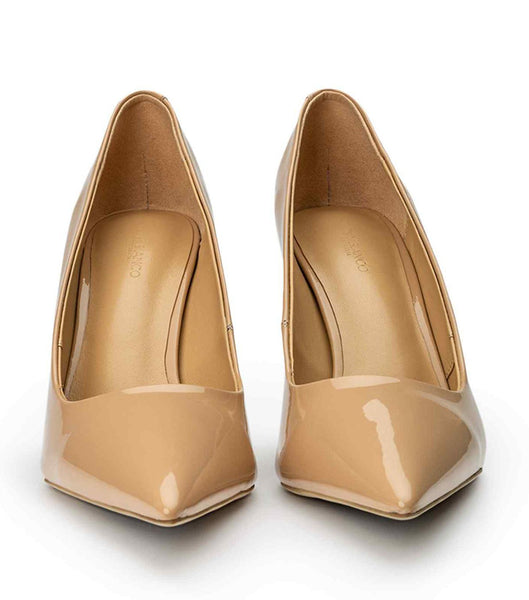 Tacones de evento Tony Bianco Kysaia Nude Charol 9.5cm Beige | COJKU59306