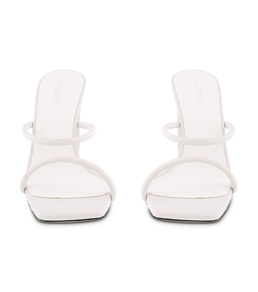 Zapatos Tacon Bloque Tony Bianco Florence White Sheep Nappa 11cm Blancas | GCOUC66296