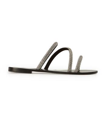 Sandalias Planas Tony Bianco Fusion Crystal/Black Gamuza 1cm Negras | UCOTG68408