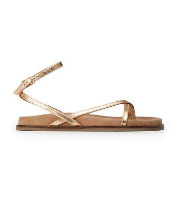 Sandalias Planas Tony Bianco Lucie Antique Gold Nappa 1.5cm Doradas | COICD73259