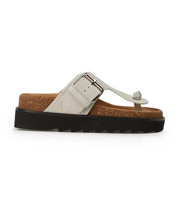 Sandalias Planas Tony Bianco Marlo Milk Gamuza 3cm Blancas | COXMI68133