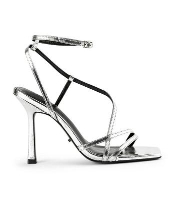 Tacones con tiras Tony Bianco Franci Silver Foil 10.5cm Plateadas | YCOVQ80608